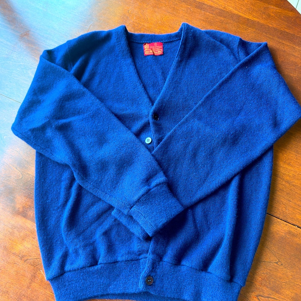 Classic Blue Men's Cardigan Sweater
